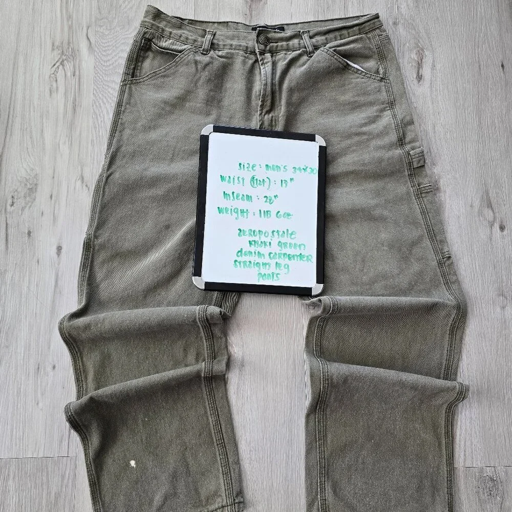 Aeropostale | khaki green denim workwear carpenter straight leg pants | MENS 34